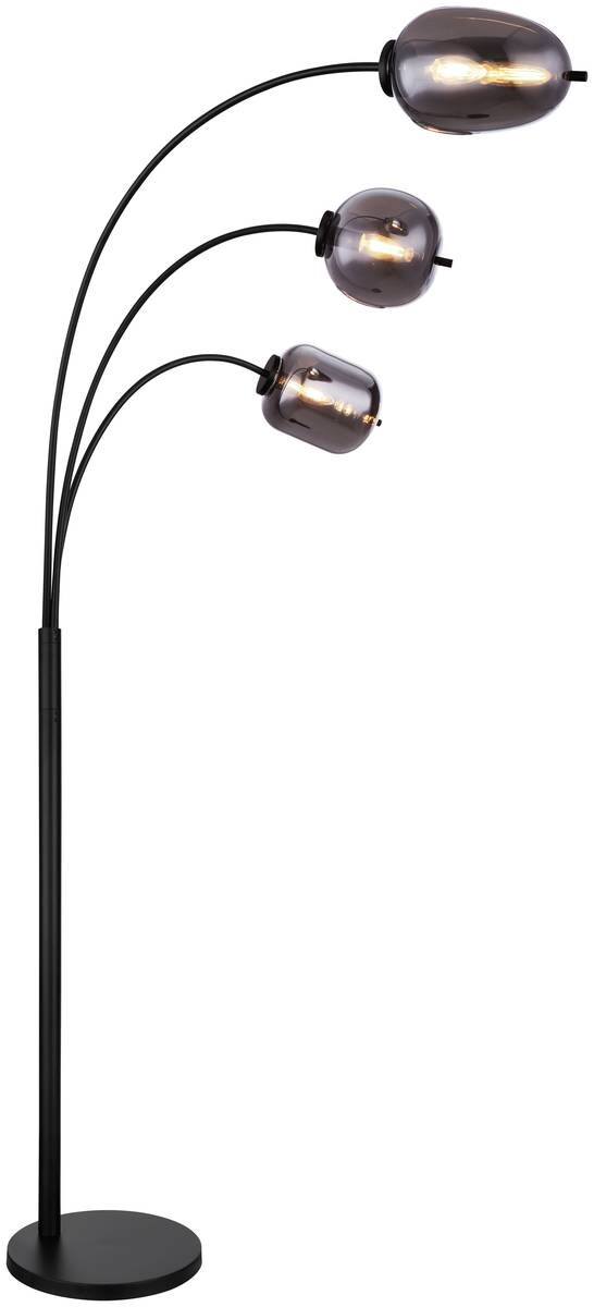 GLOBO Stehlampe Blacky mattschwarz Metall Glas B/H/T: ca. 60x175x80 cm 3 Brennstellen