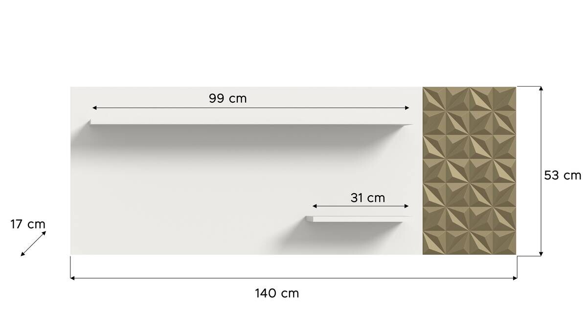 Wandboard Prisma weiß gold Optik B/H/T: ca. 140x53x17 cm