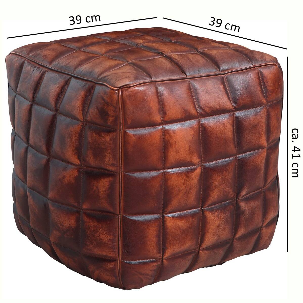 Wohnling Sitzhocker braun Leder B/H/T: ca. 39x41x39 cm