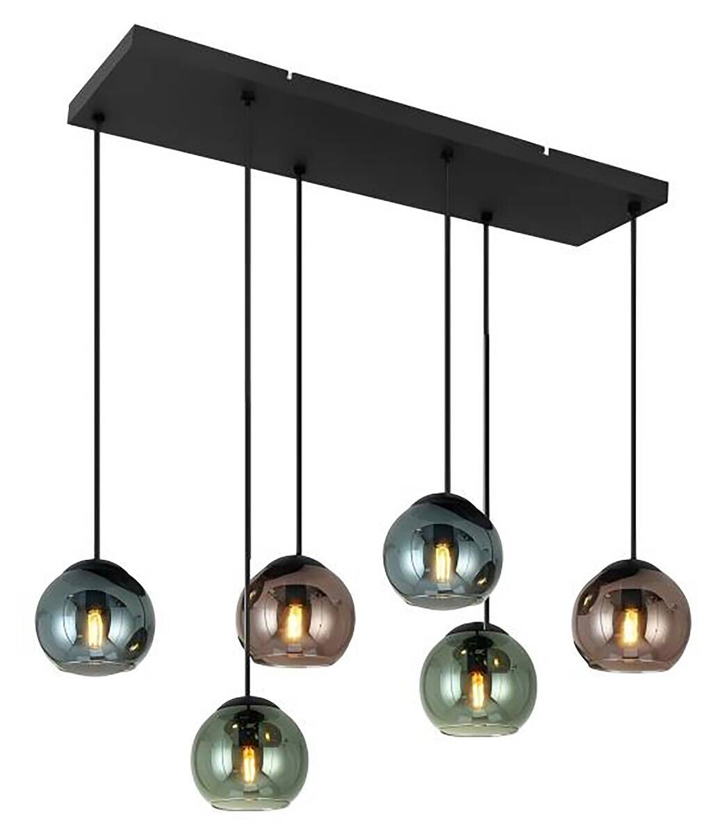 POCOline Pendelleuchte Kiki bunt Glas Metall B/H/L: ca. 30x120x82,5 cm E27 6 Brennstellen