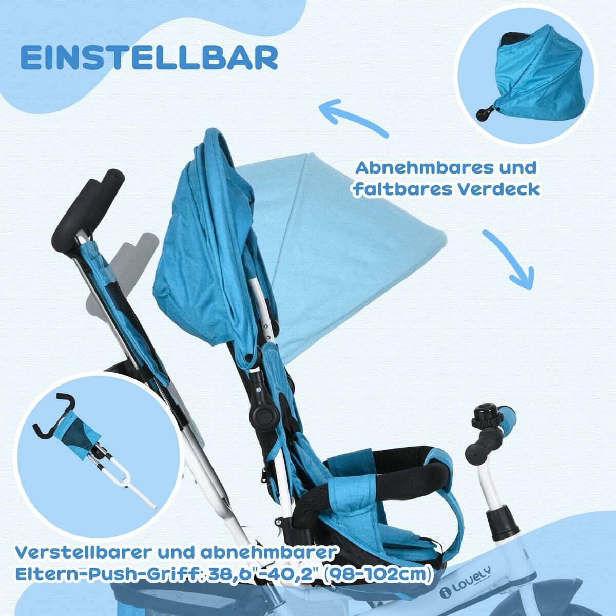 HOMCOM Kinderdreirad hellblau B/H/L: ca. 49x102x102 cm