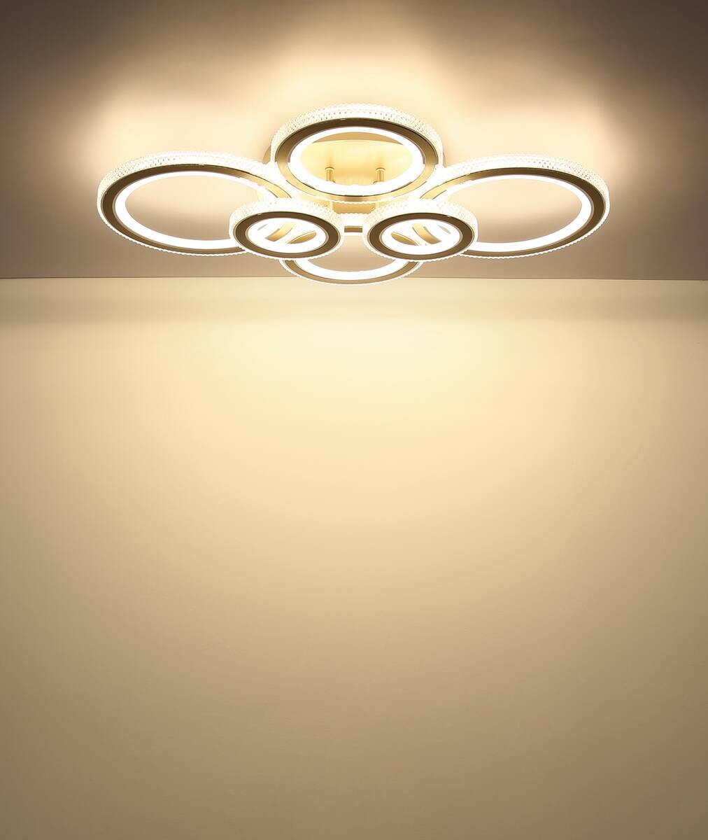 GLOBO LED-Deckenleuchte Kora champagner Metall Kunststoff Acryl B/H/L: ca. 56x12x78 cm