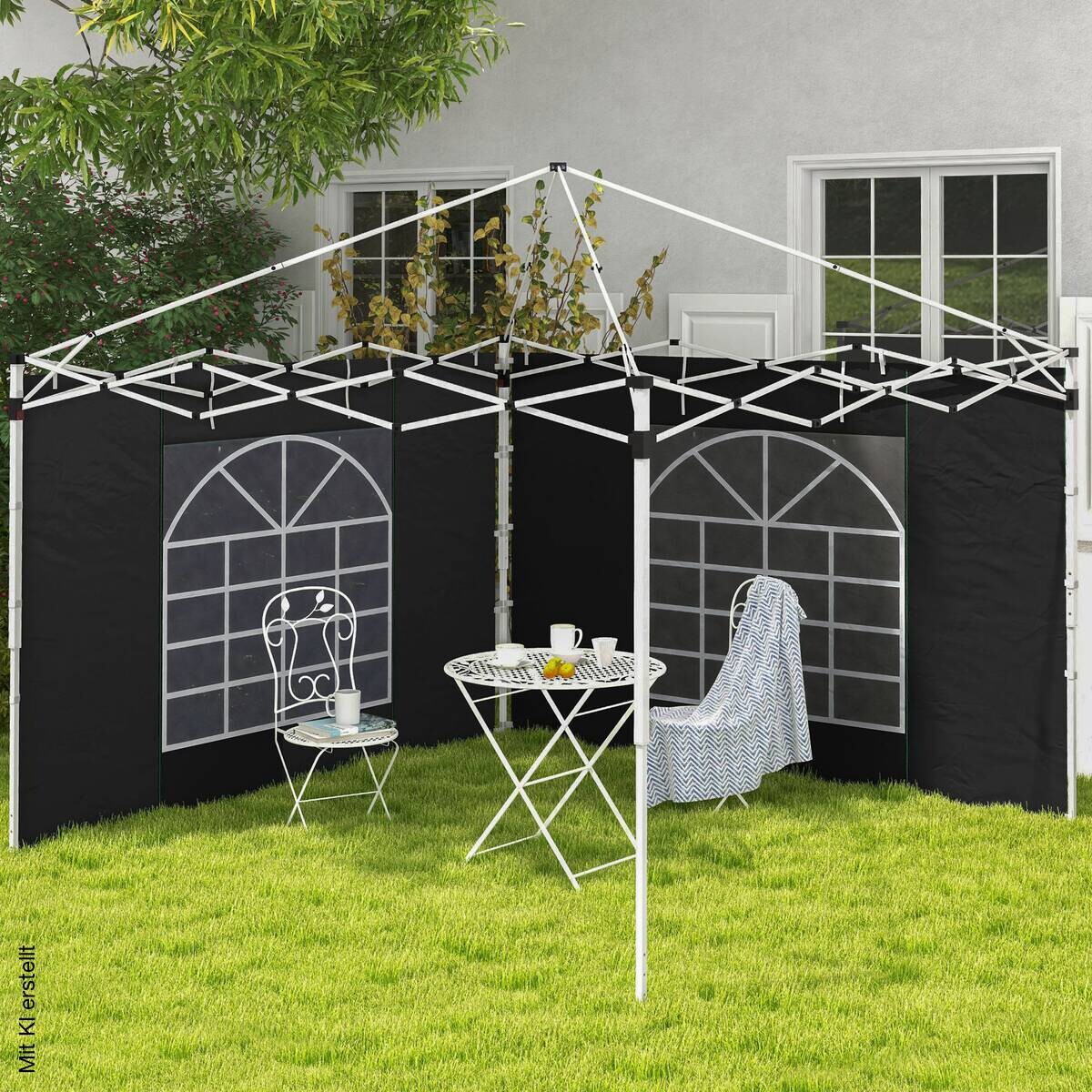 Outsunny Seitenteile für Pavillon schwarz Polyester B/H/L: ca. 295x195x0,01 cm