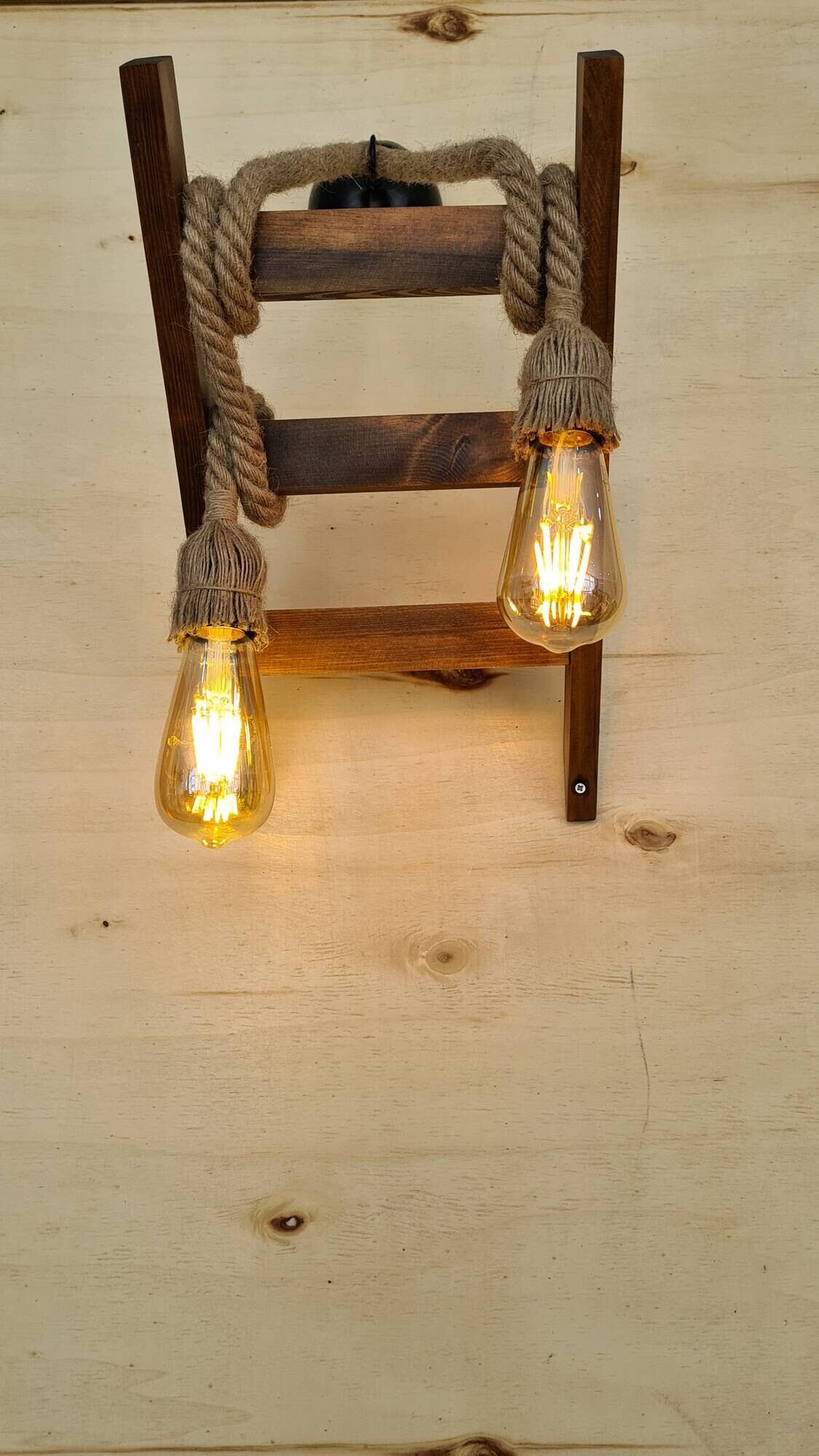 Opviq Wandleuchte nussbaum Kiefer B/H/L: ca. 25x23x45 cm E27 1 Brennstellen