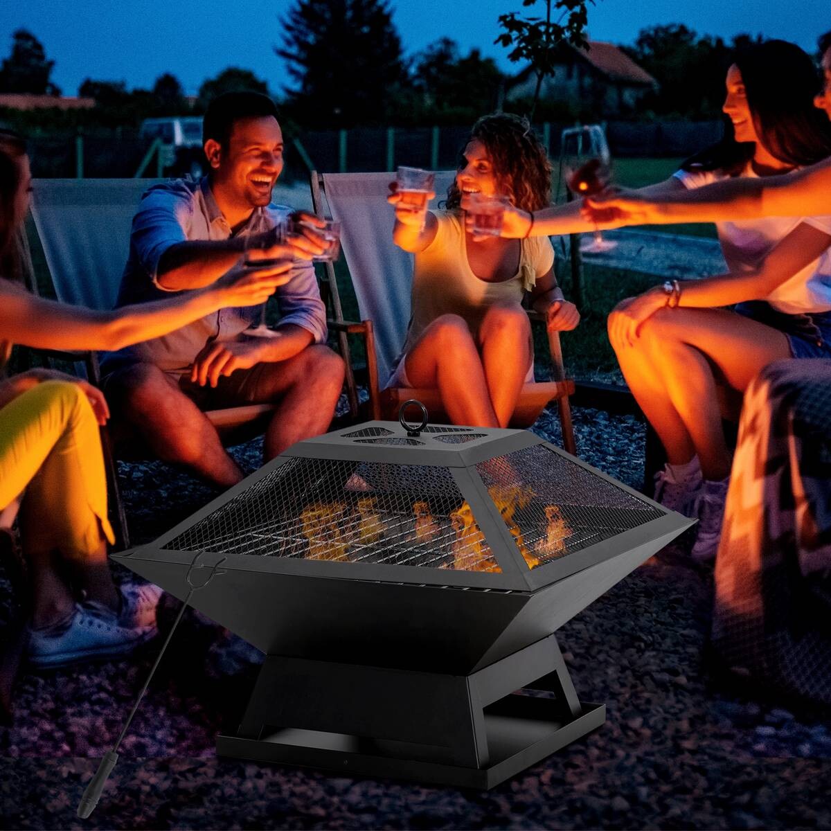 Outsunny Feuerstelle mit Grillrost