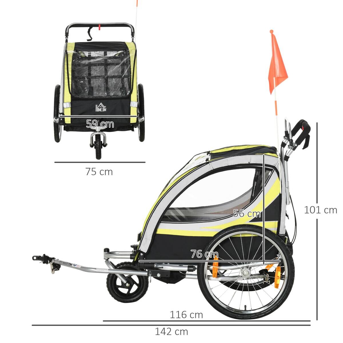 HOMCOM Fahrrad-Zubehör gelb gelb B/H/L: ca. 75x142x101 cm