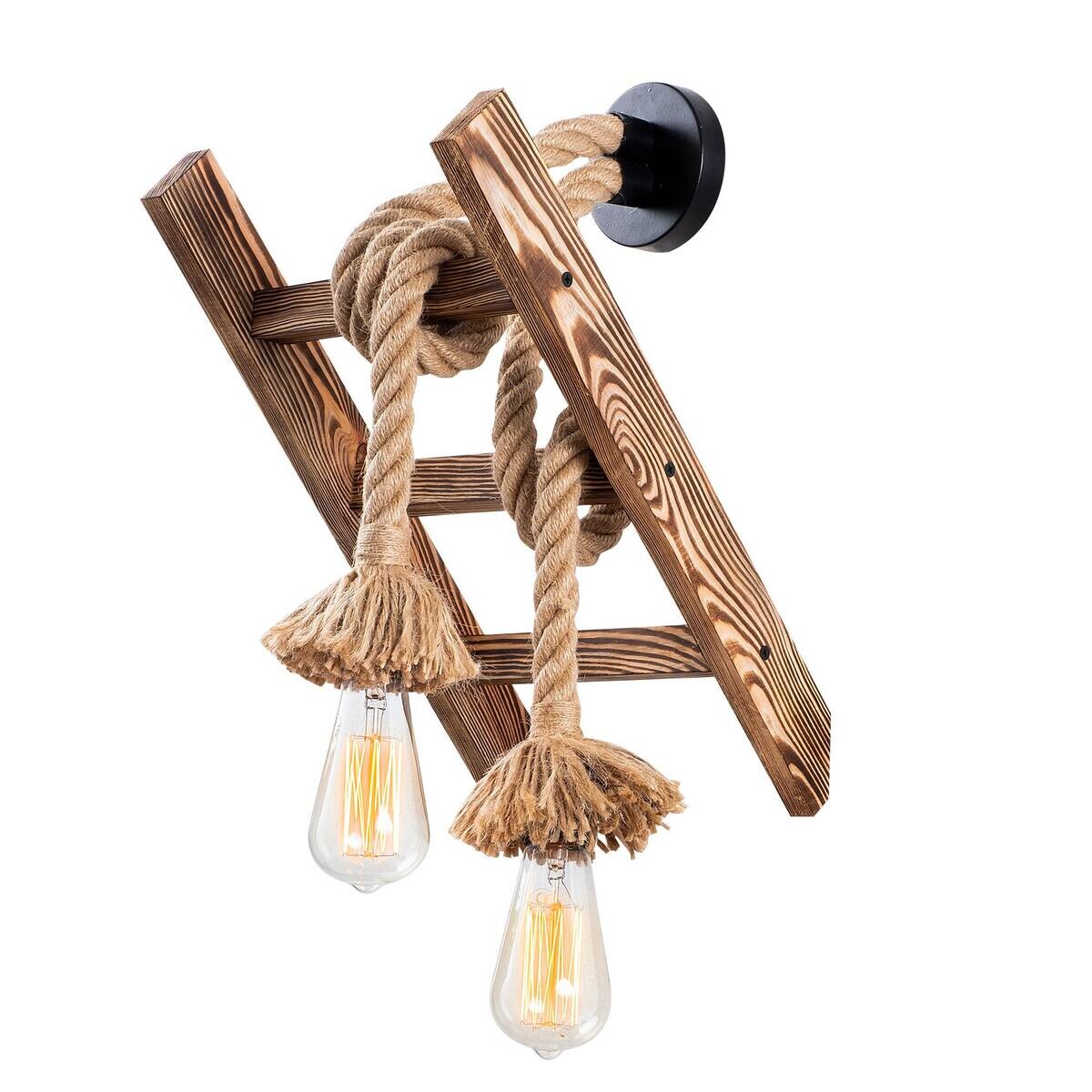 Opviq Wandleuchte Erebos natur Holz B/H/T/L: ca. 26x45x26x25 cm E27 1 Brennstellen