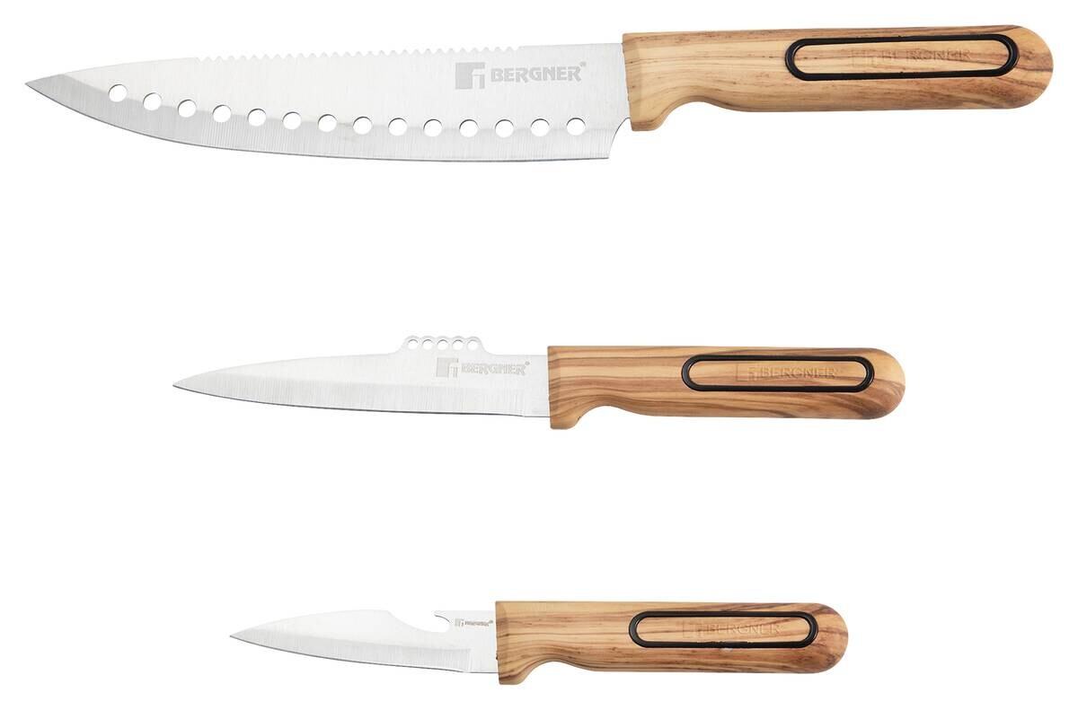 BERGNER Multifunktionsmesser-Set CHARCOAL silber Edelstahl 3 tlg.