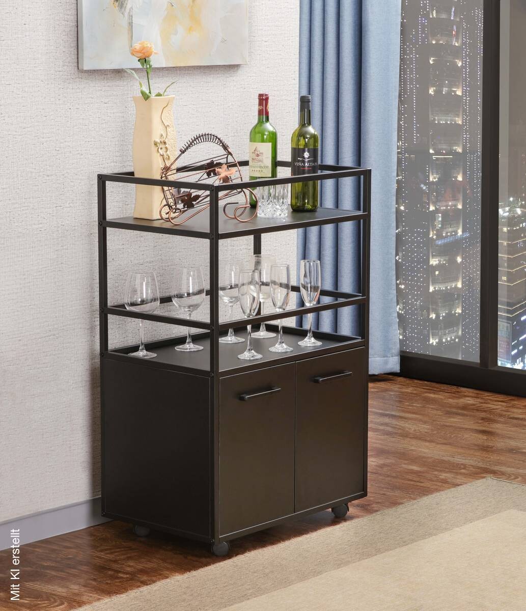 Barwagen Mosaik schwarz Metall B/H/T: ca. 60x94x40 cm