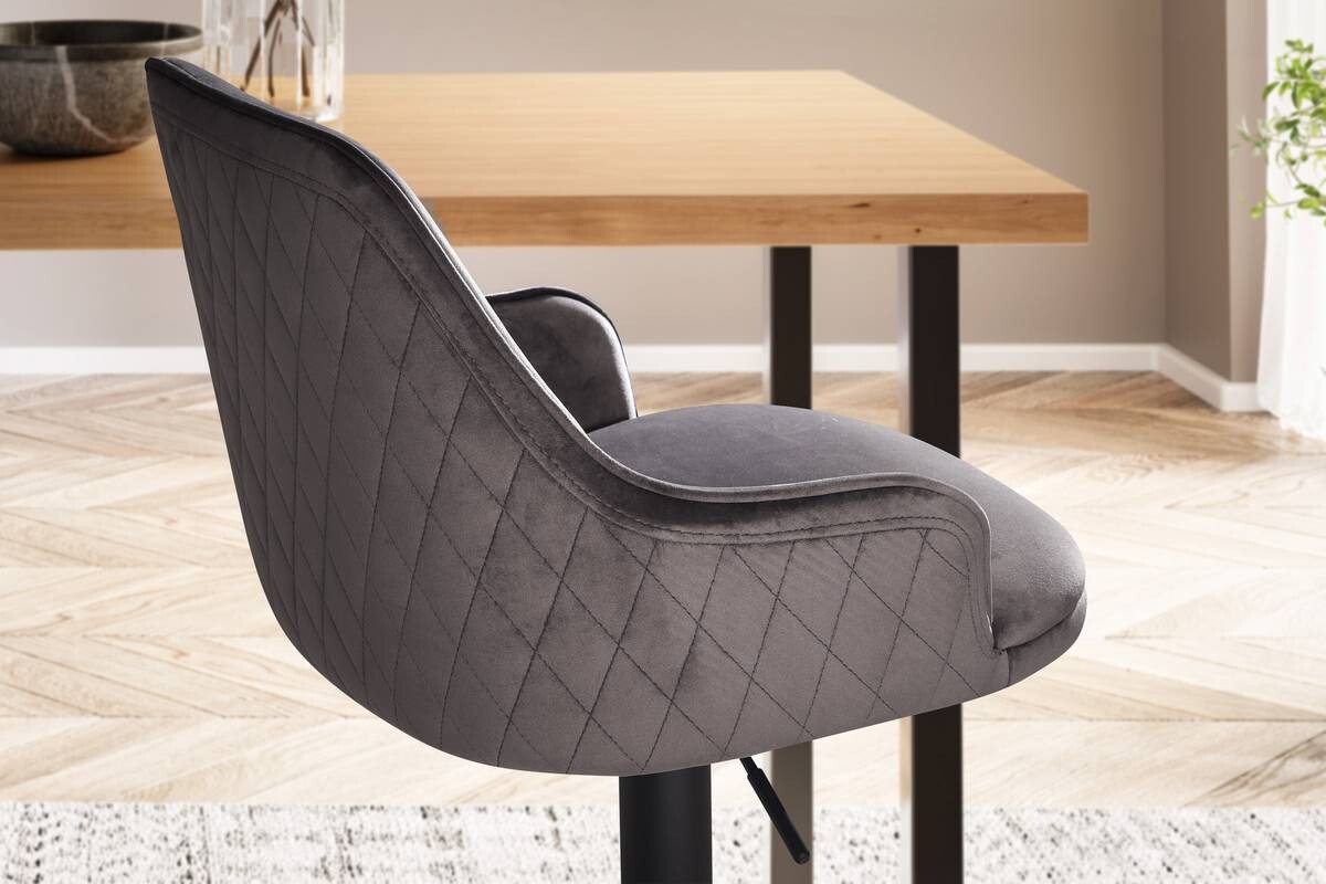 Barhocker grau Samt B/H/T: ca. 45x106x45 cm