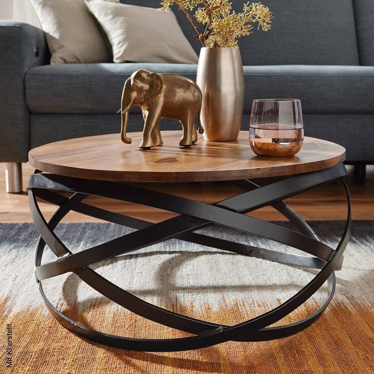 Couchtisch natur schwarz lackiert B/H/T: ca. 60x30x60 cm