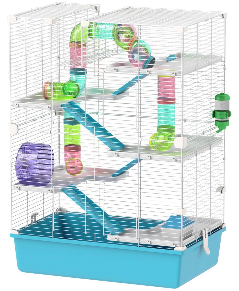 PawHut Hamsterkäfig hellblau Kunststoff B/H/L: ca. 36x81x58 cm