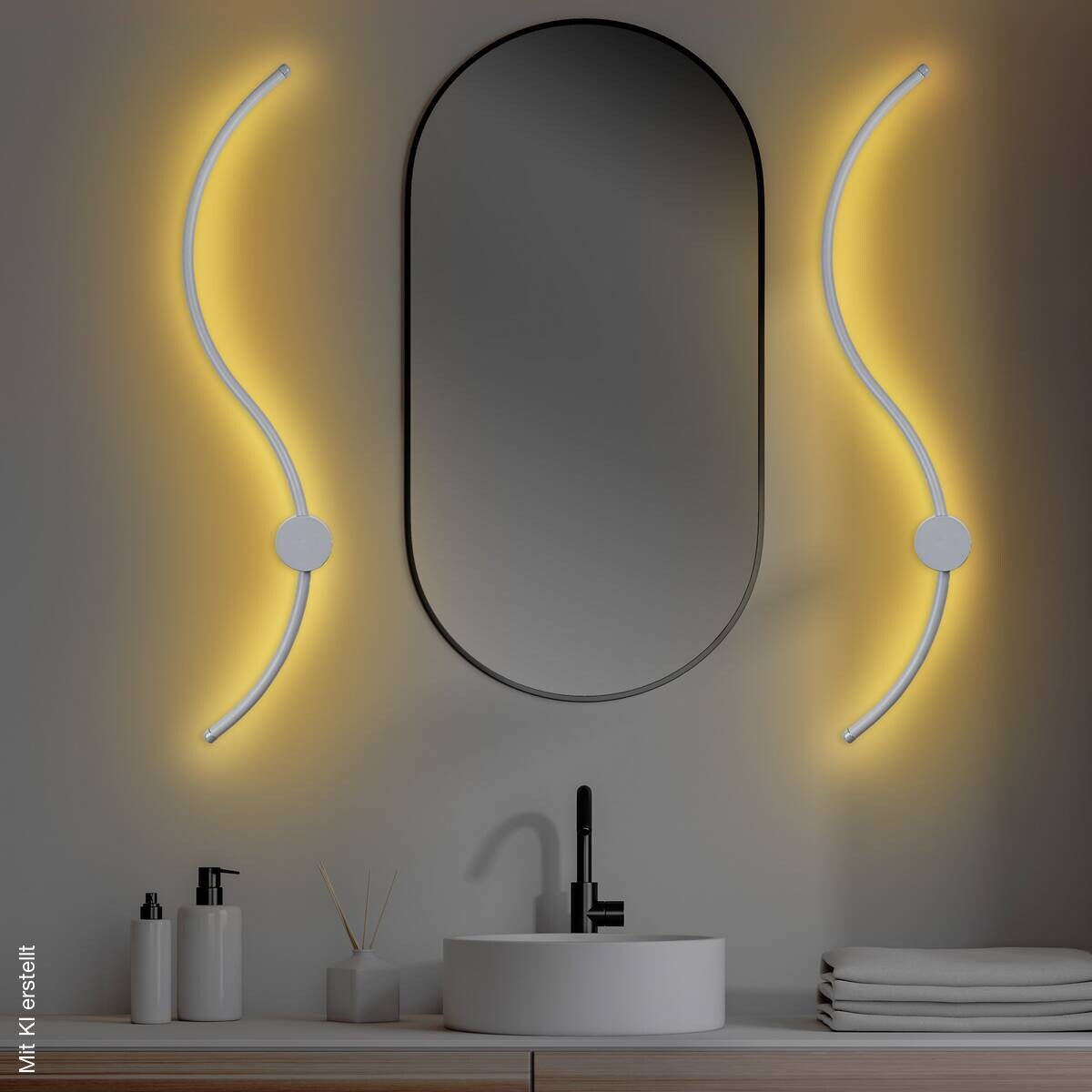 Opviq LED-Wandleuchte grau B/H/T: ca. 90x17x10 cm