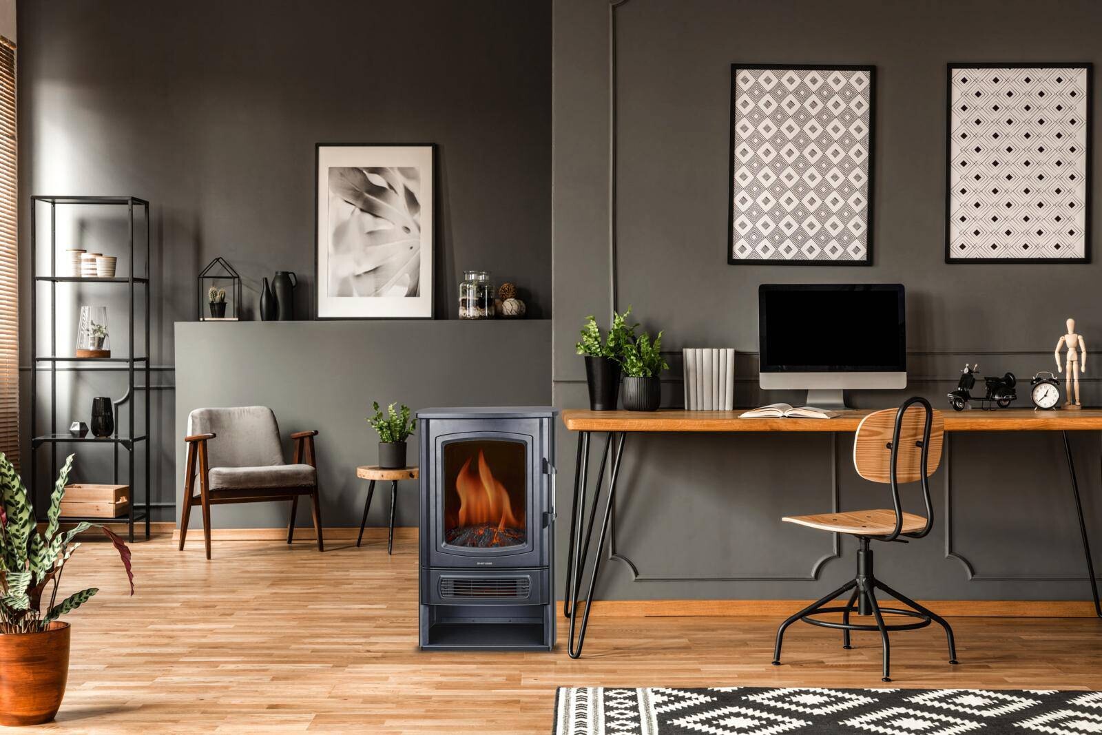 alpina Elektrokamin schwarz Metall ca. 2000 W