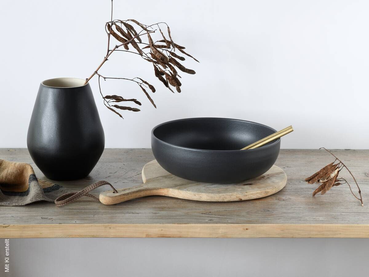 CreaTable Servierschalen-Set Uno schwarz Steinzeug B/H/L: ca. 41x41x41 cm