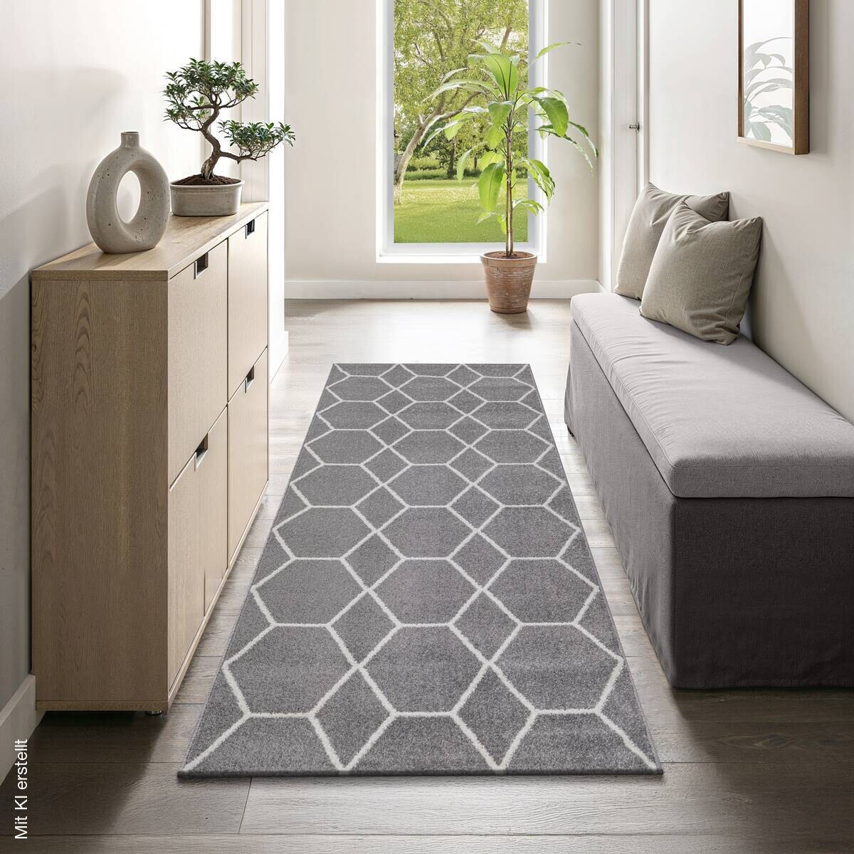 Sanat Teppich Trellis grau B/L: ca. 80x200 cm