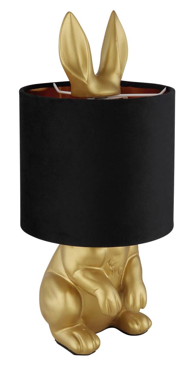 GLOBO Tischleuchte schwarz gold Samt Kunststoff H/D: ca. 41x18 cm E27 1 Brennstellen