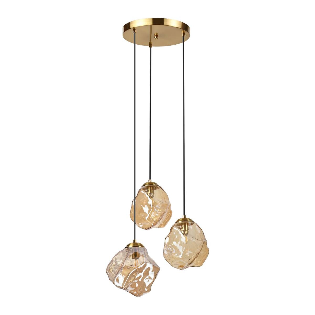 Lamkur Pendelleuchte weiß amber Stahl Glas B/H/L: ca. 47x120x47 cm E14 3 Brennstellen