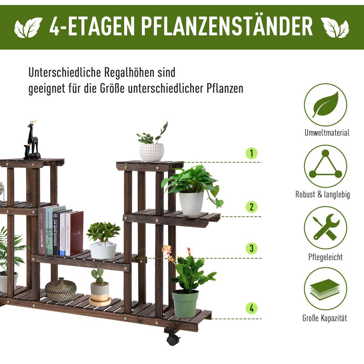 Outsunny Pflanzenregal braun B/H/L: ca. 33x80x123,5 cm