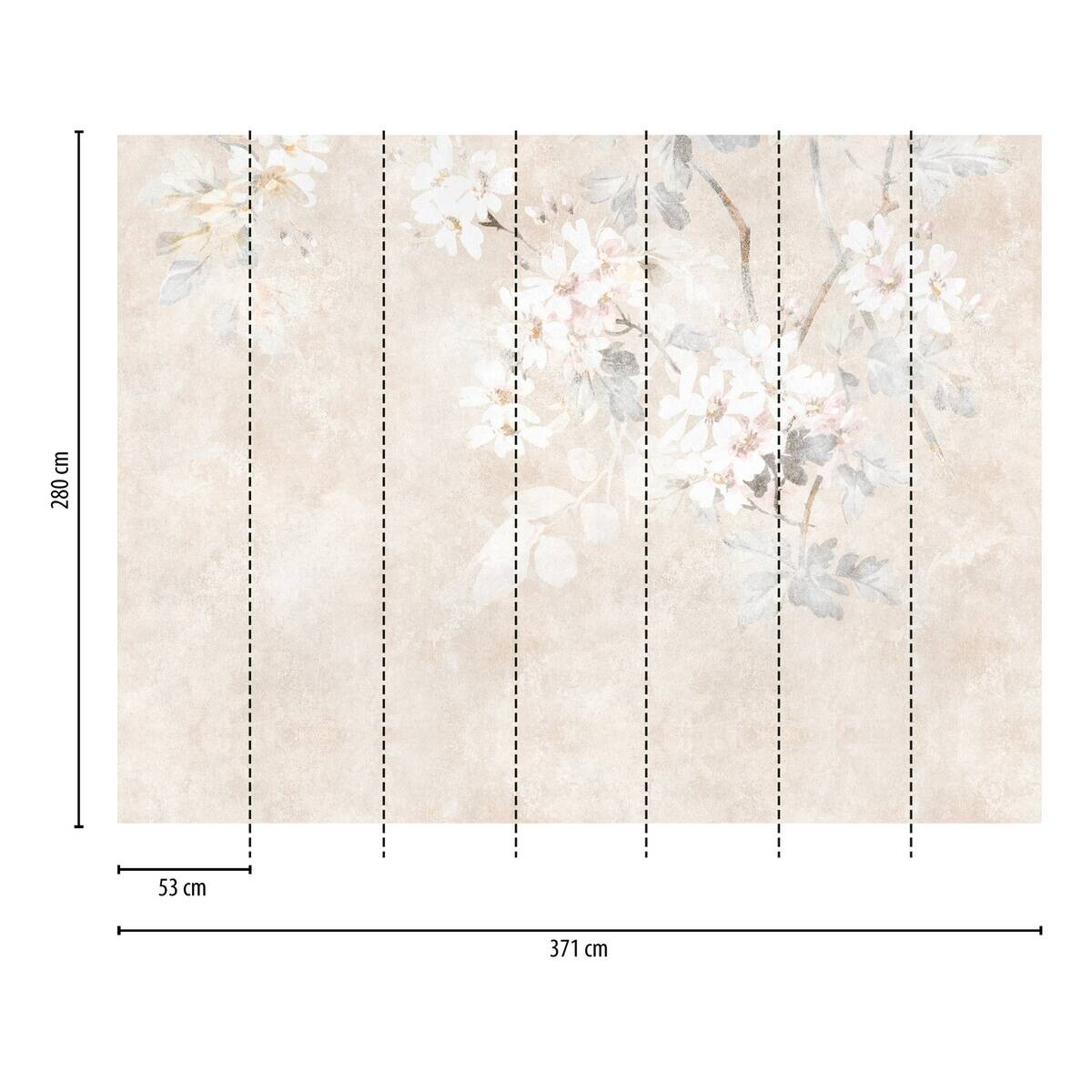 Livingwalls Fototapete Floral grau beige creme B/L: ca. 280x371 cm
