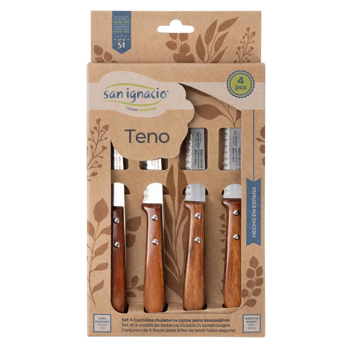 SAN IGNACIO Steakmesser TENO silber Holz 4 tlg.