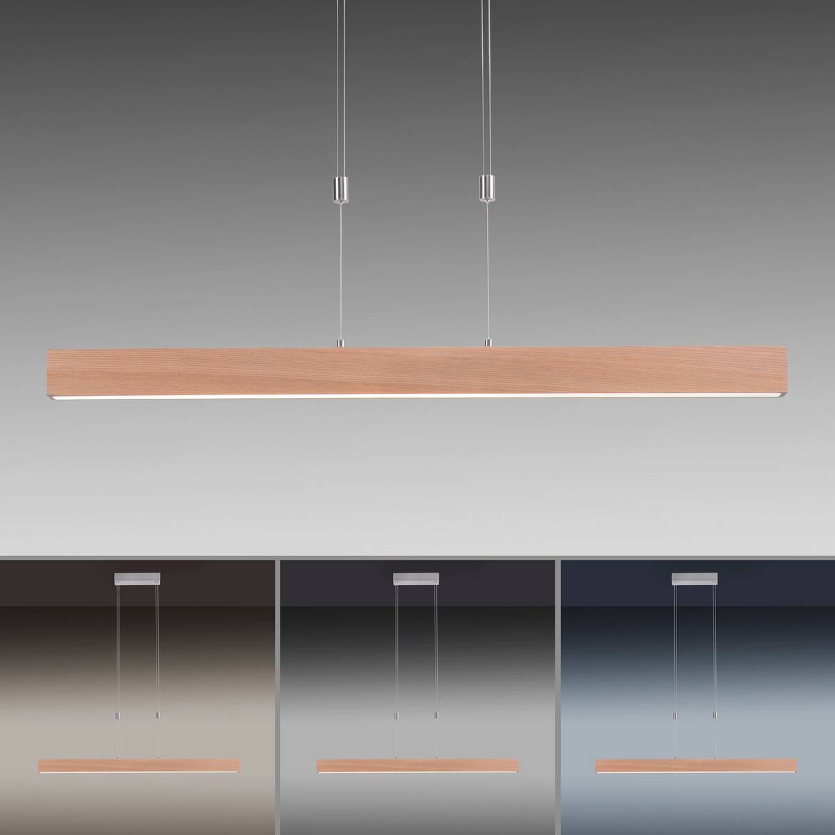 Just Light LED-Pendelleuchte AMANDA 11420-78 natur Aluminium B/H/T: ca. 110x160x5 cm 1 Brennstellen