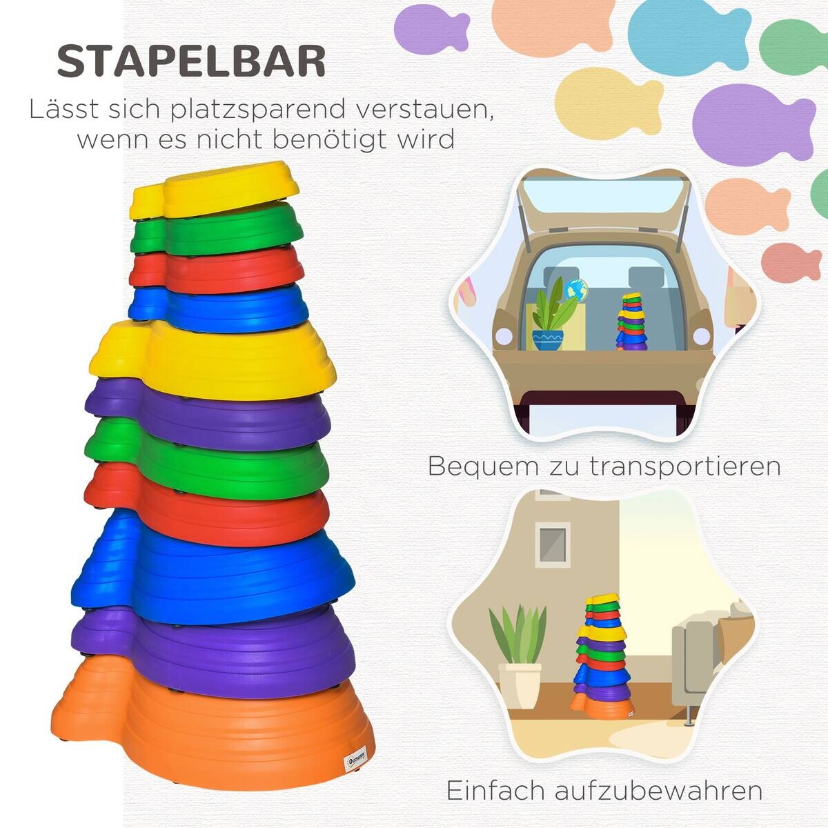 Outsunny Kinder Balanciersteine 11-tlg. B/H/L: ca. 31x42x20 cm