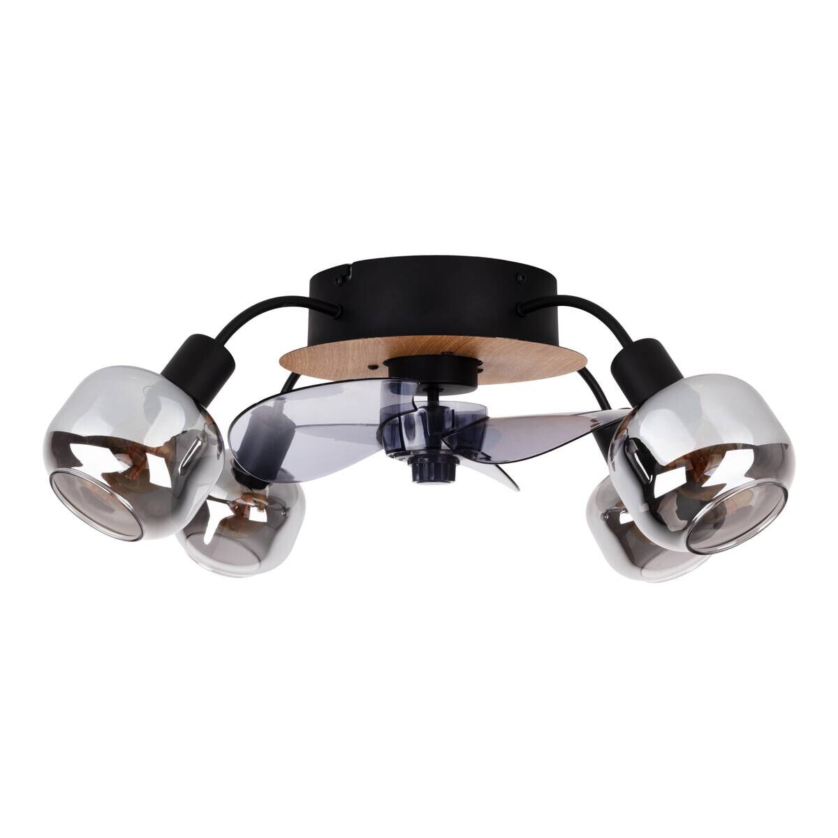 Näve Leuchten Deckenventilator schwarz Metall Glas Kunststoff B/H/T/D: ca. 48x21x48x48 cm E14 4 Brennstellen