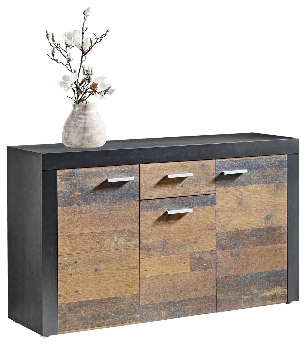 Kommode Focus Old Wood Nachbildung grau dunkel B/H/T: ca. 134x79x39 cm