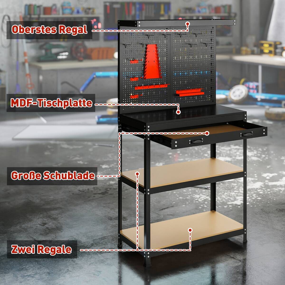 Werkbank B/H/T: ca. 80x155x40,5 cm