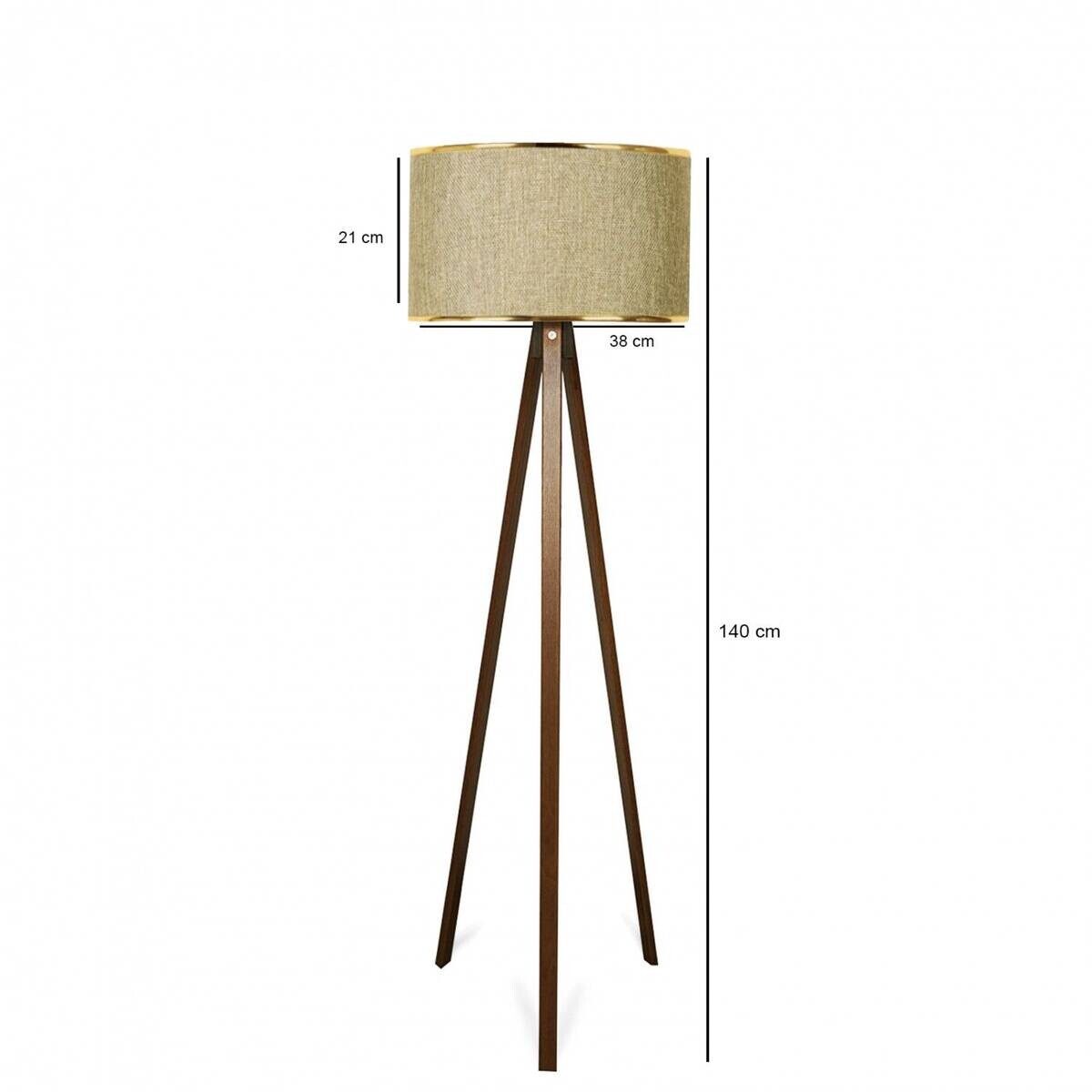 Opviq Stehlampe gold beige Holz B/H/T/L/D: ca. 38x140x38x38x38 cm E27 1 Brennstellen