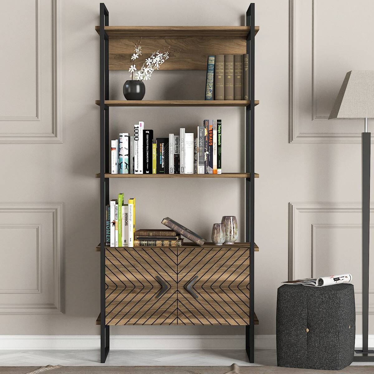 Regal Scala walnuss Nachbildung B/H/T: ca. 90x180x35 cm