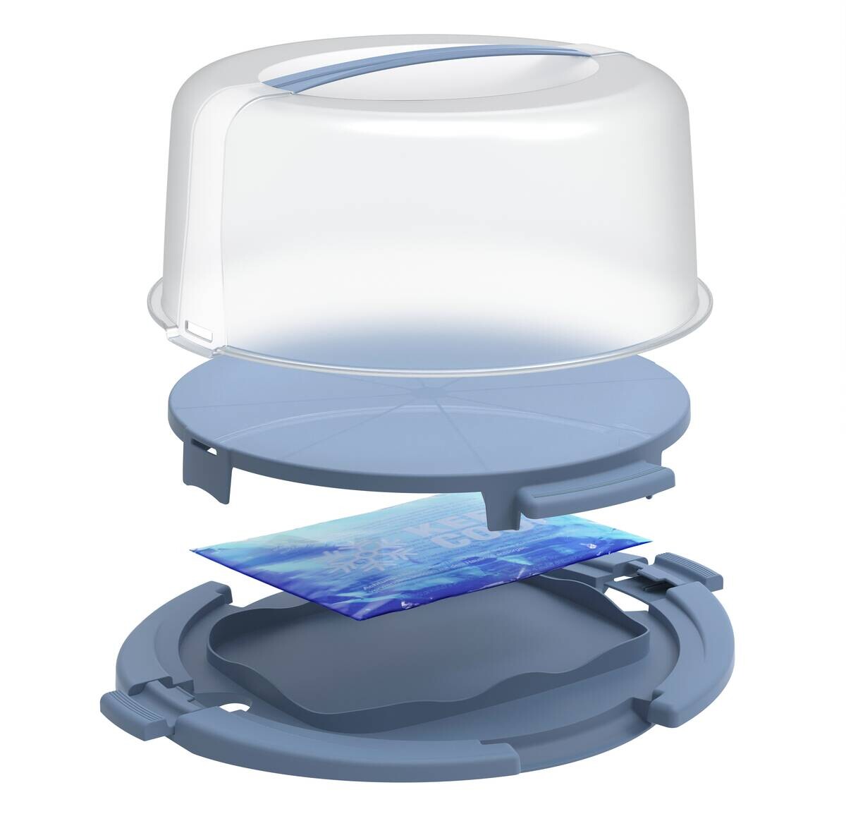 Rotho Tortenglocke COOL u. FRESH blau B/H/L: ca. 34x16x38 cm