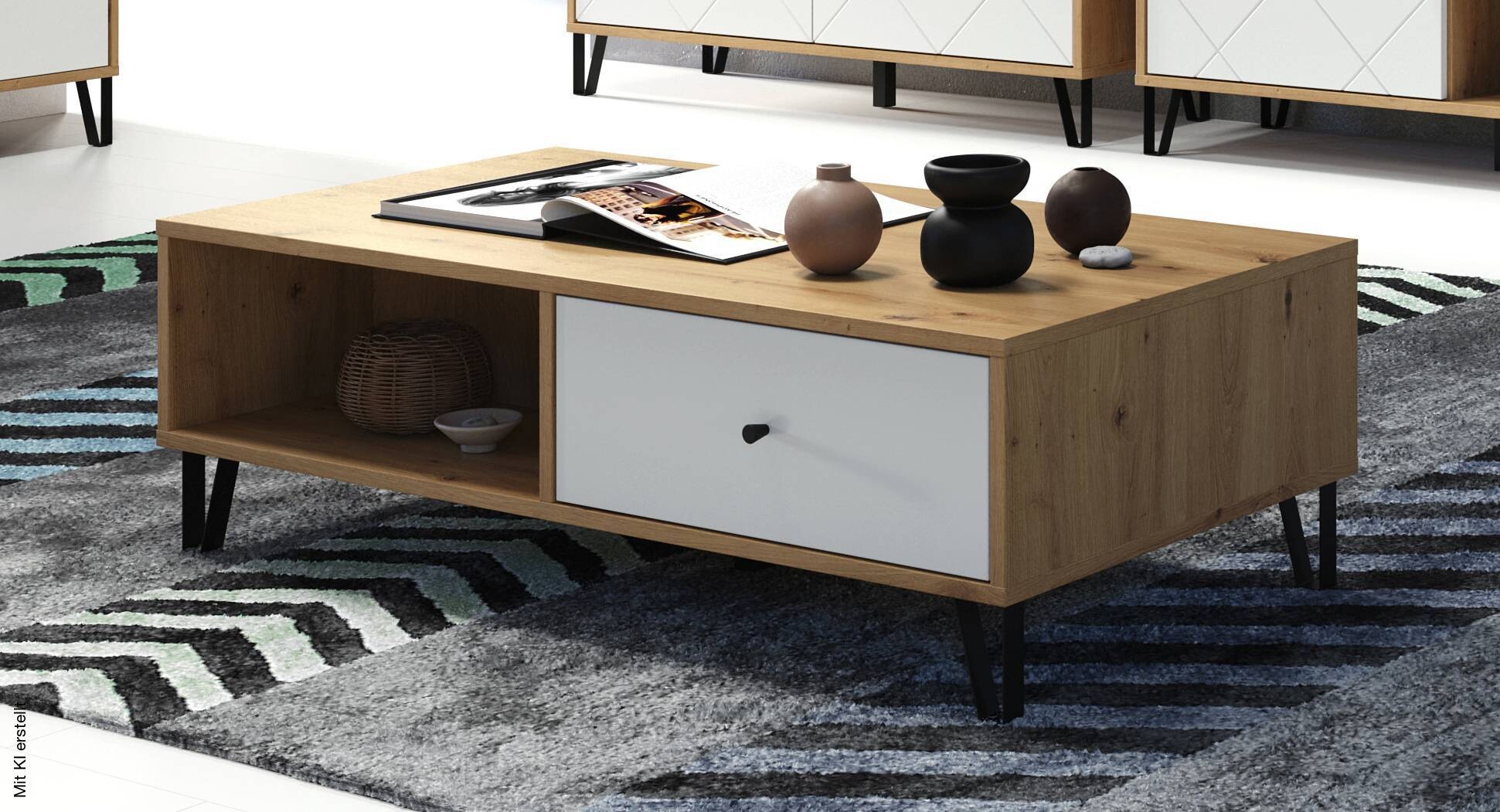 TV-Lowboard Touch Eiche Artisan Nachbildung weiß matt B/H/T: ca. 110x37x60 cm