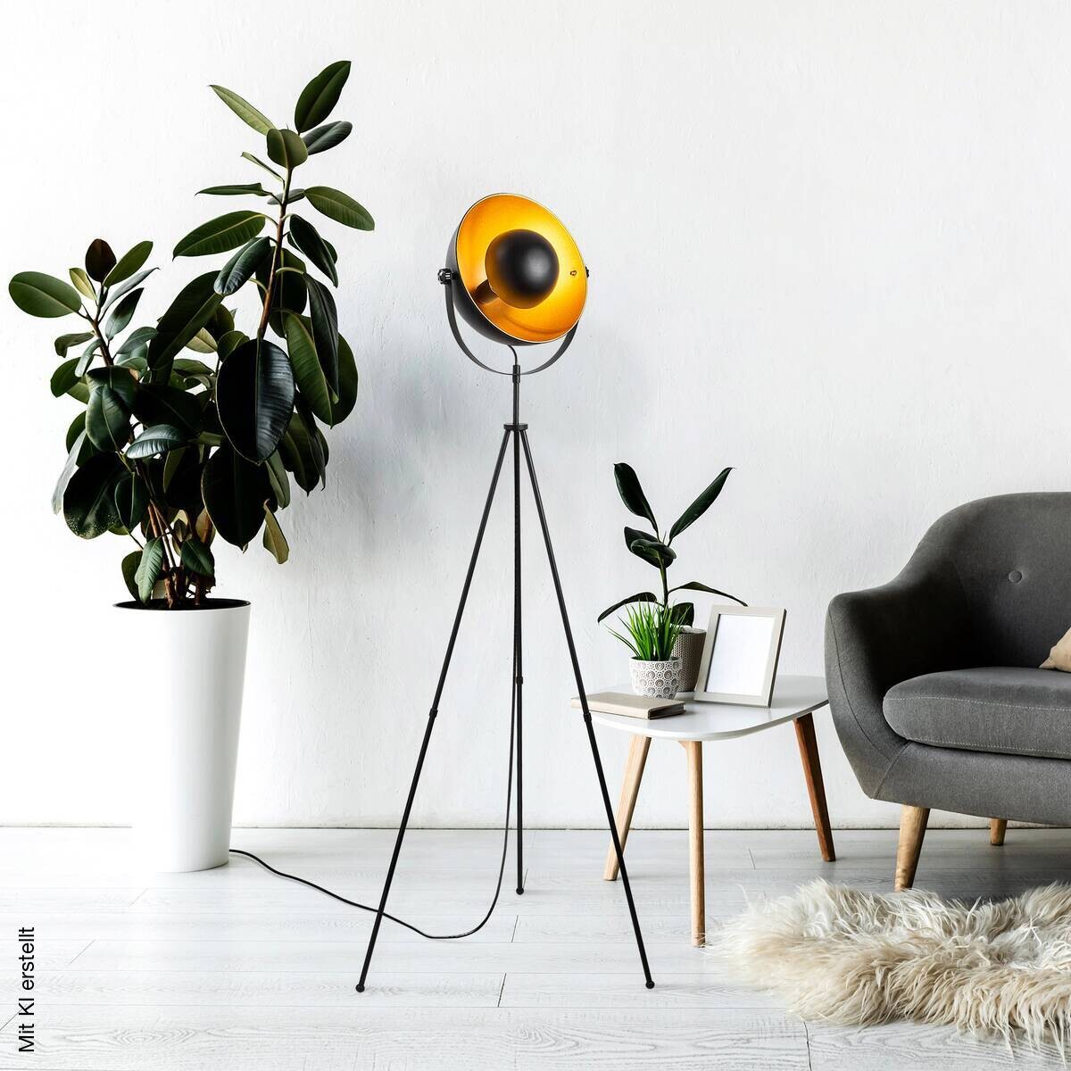 Opviq Stehlampe gold schwarz B/H/T/L: ca. 45x160x45x62 cm E27 1 Brennstellen