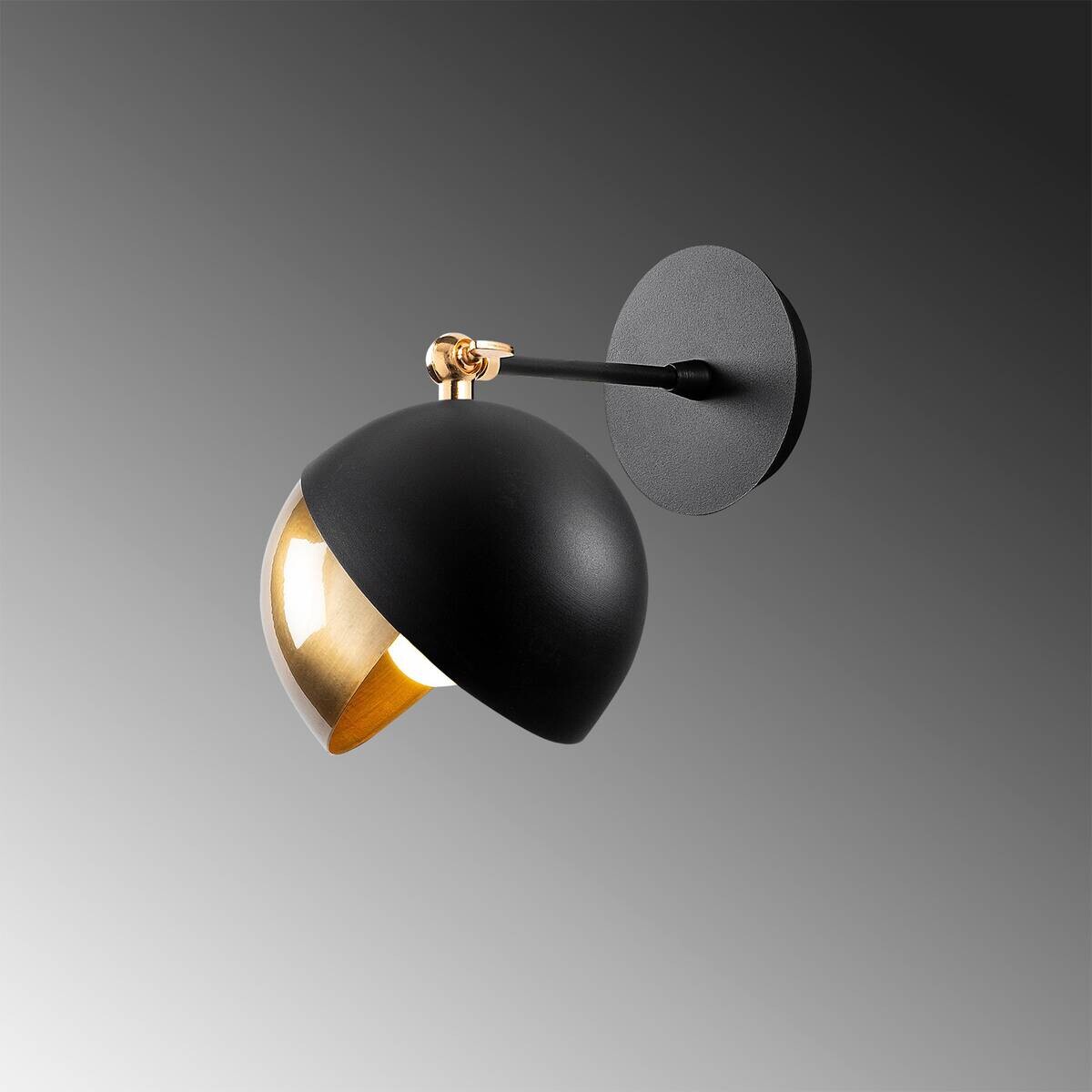 Opviq Wandleuchte Berceste schwarz gold Metall B/H/T/L: ca. 26x25x26x20 cm E27 1 Brennstellen
