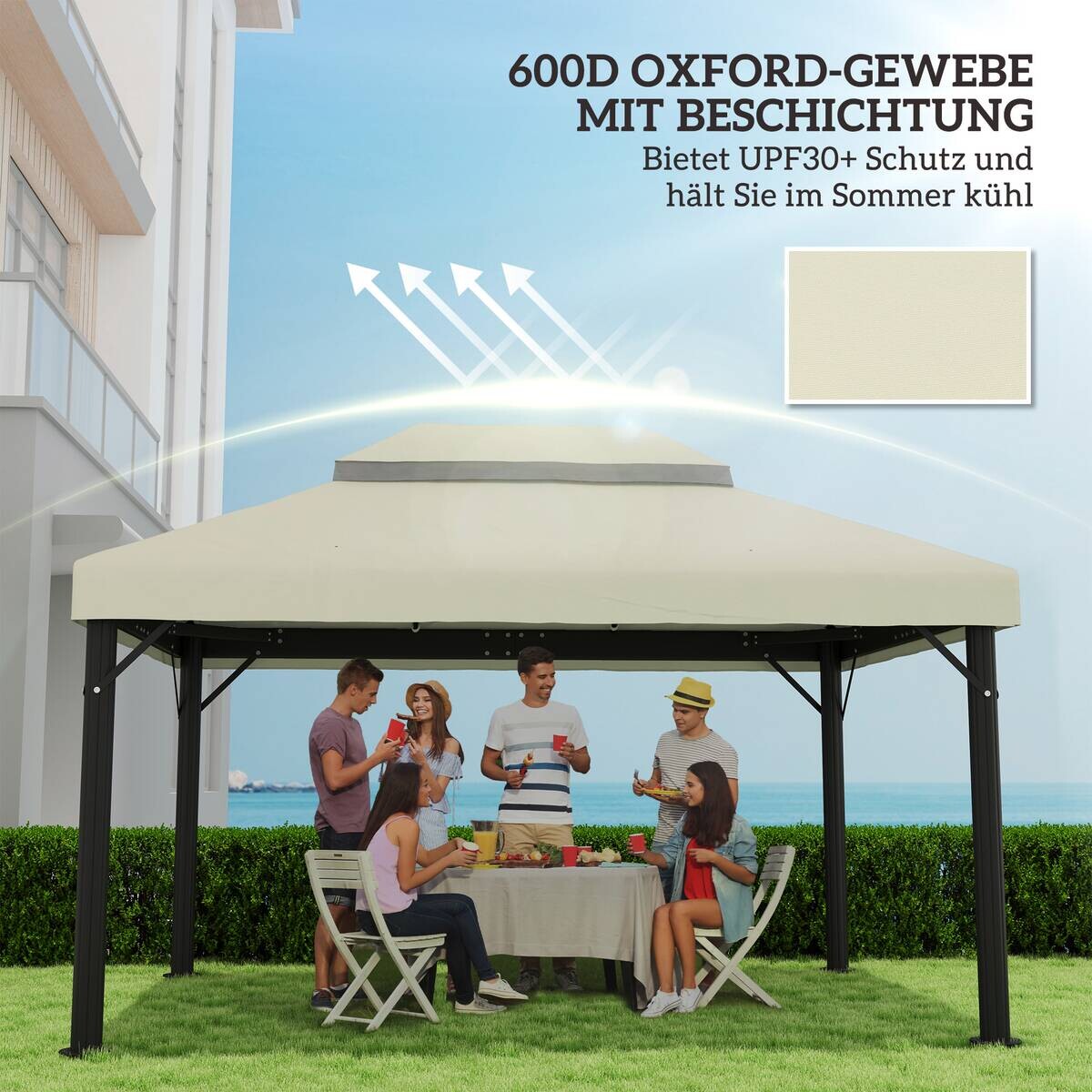 Outsunny Ersatzdach cremeweiß Stoff B/H/L: ca. 300x1x400 cm