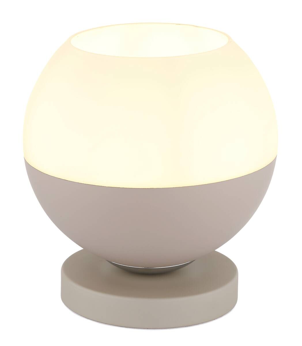 GLOBO Tischleuchte weiß Opal sand Metall Textil Glas H/D: ca. 21x20 cm E27 1 Brennstellen