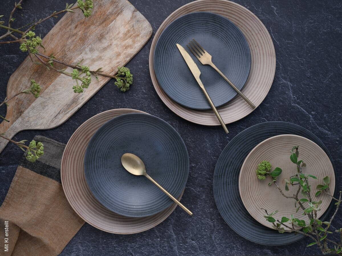 CreaTable Tafelservice Catania anthrazit Steinzeug 12 tlg.