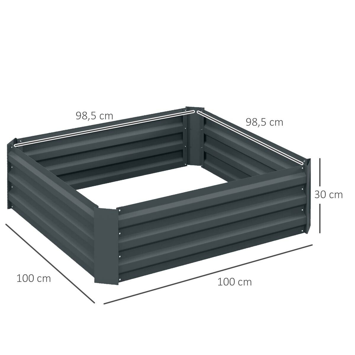Outsunny Hochbeet 2er Set dunkelgrau Stahl B/H/L: ca. 100x30x100 cm