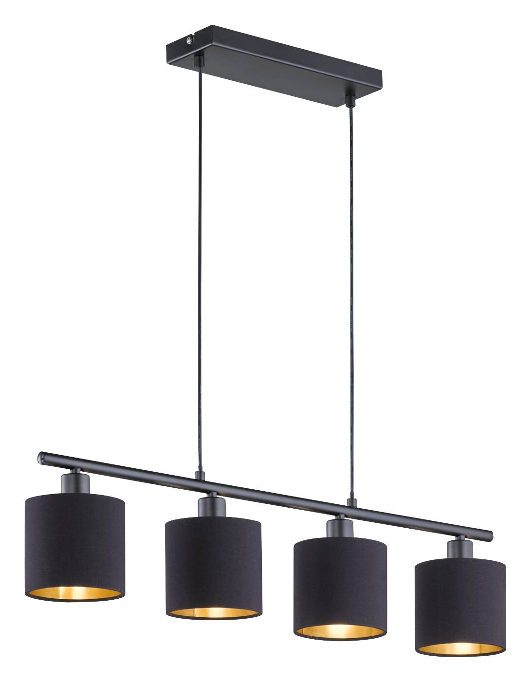 Reality Pendelleuchte Tommy schwarz mattschwarz Metall Stoff B/H: ca. 75x150 cm E14 4 Brennstellen