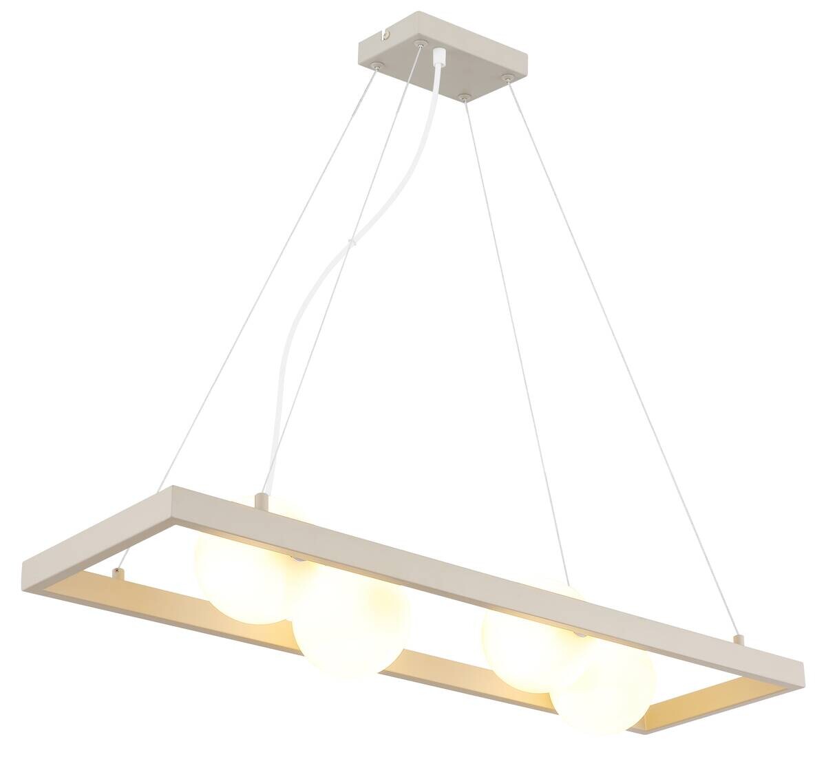 GLOBO Pendelleuchte sand Opal Glas Metall B/H/L: ca. 24x150x84 cm G9 4 Brennstellen