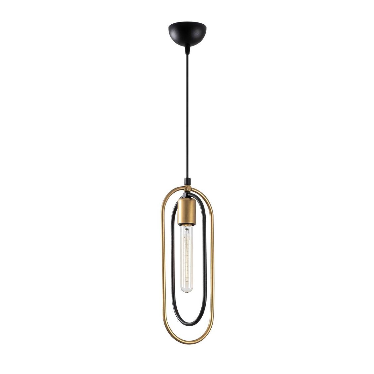 Opviq Pendelleuchte Cerco schwarz gold Metall B/H/L: ca. 14x132x32 cm E27 1 Brennstellen