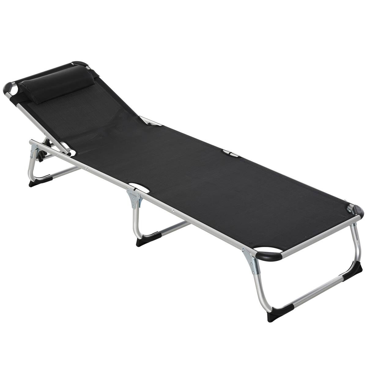 Outsunny Sonnenliege mit Kopfkissen schwarz Aluminium B/H/L: ca. 60x76x170 cm