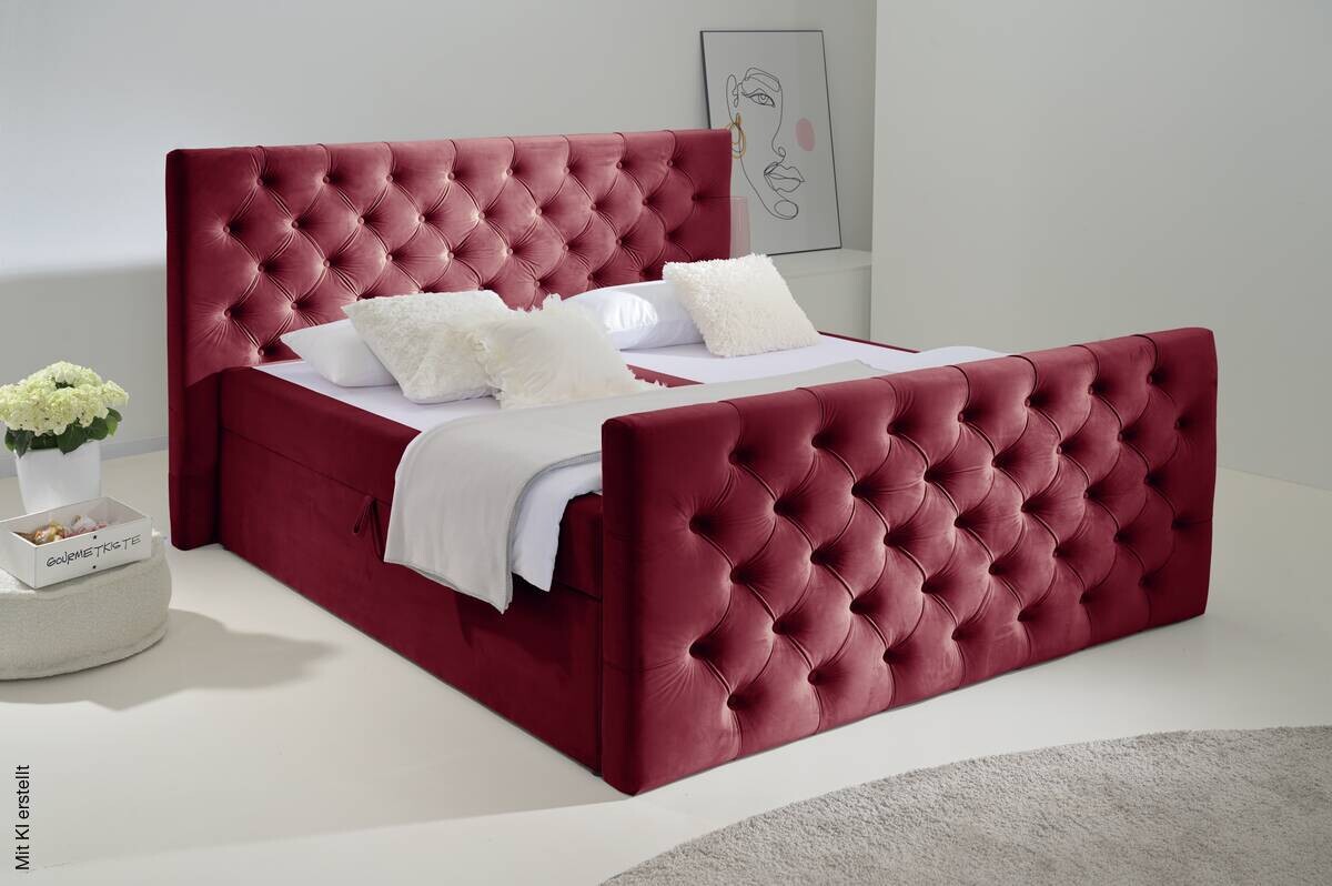 Boxbett Glow burgund Liegefläche B/L: ca. 180x200 cm