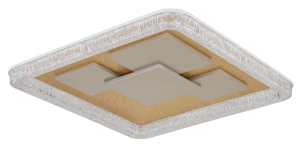 GLOBO LED-Deckenleuchte gold klar weiß Metall Kunststoff B/H/L: ca. 48,8x7x48,8 cm 1 Brennstellen