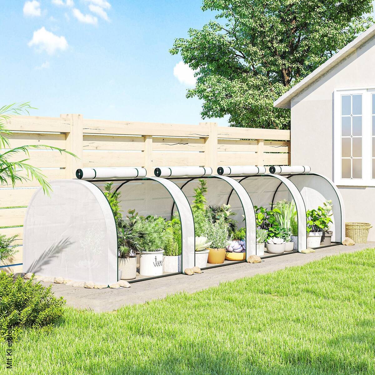 Outsunny Gewächshaus B/H/T/L: ca. 100x80x100x395 cm weiß
