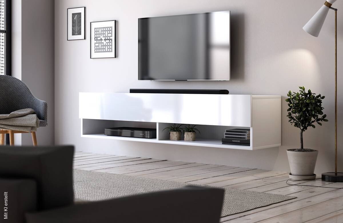 TV-Board Derby weiß matt weiß glänzend B/H/T: ca. 140x30x31 cm