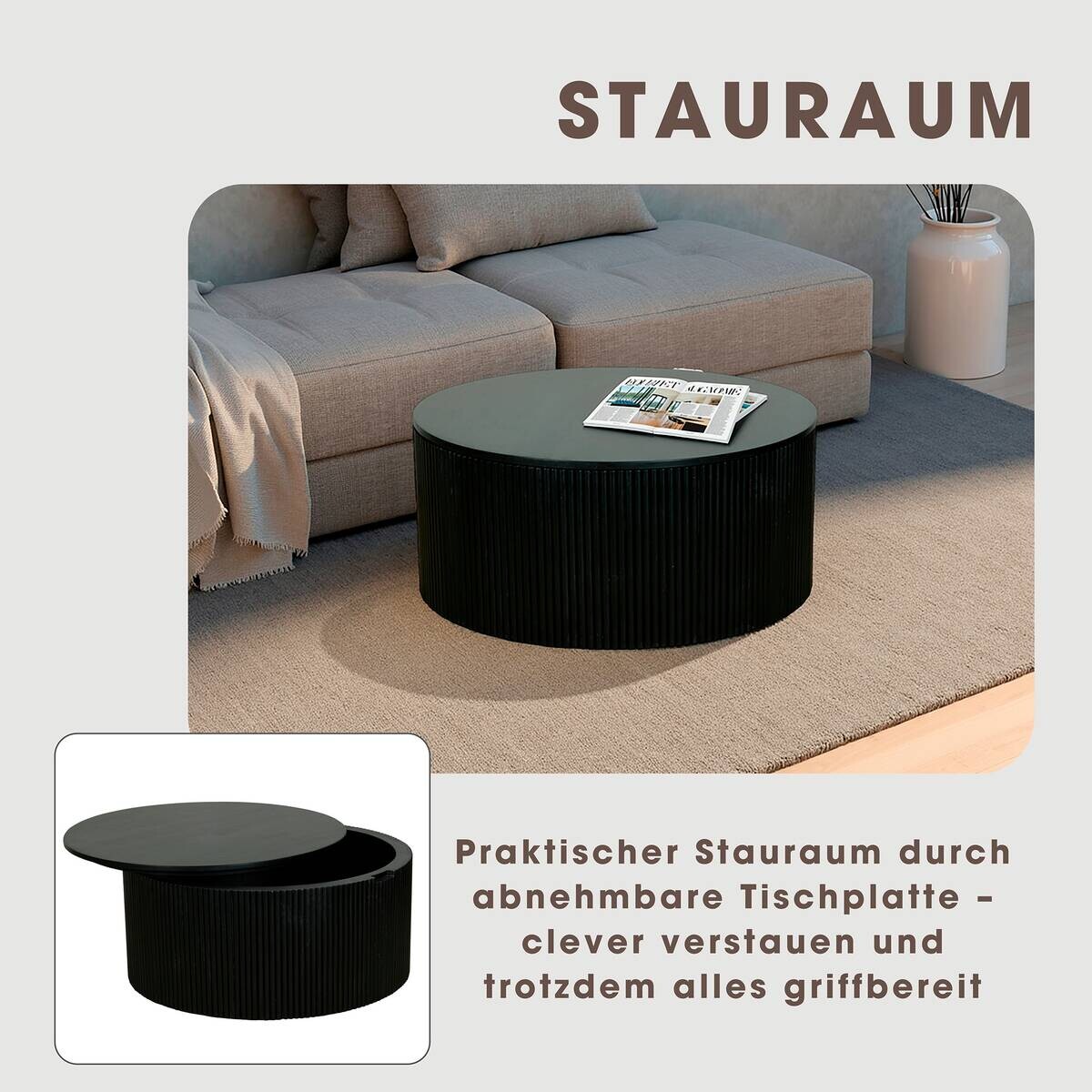 Couchtisch OWEN schwarz H/D: ca. 36x80 cm
