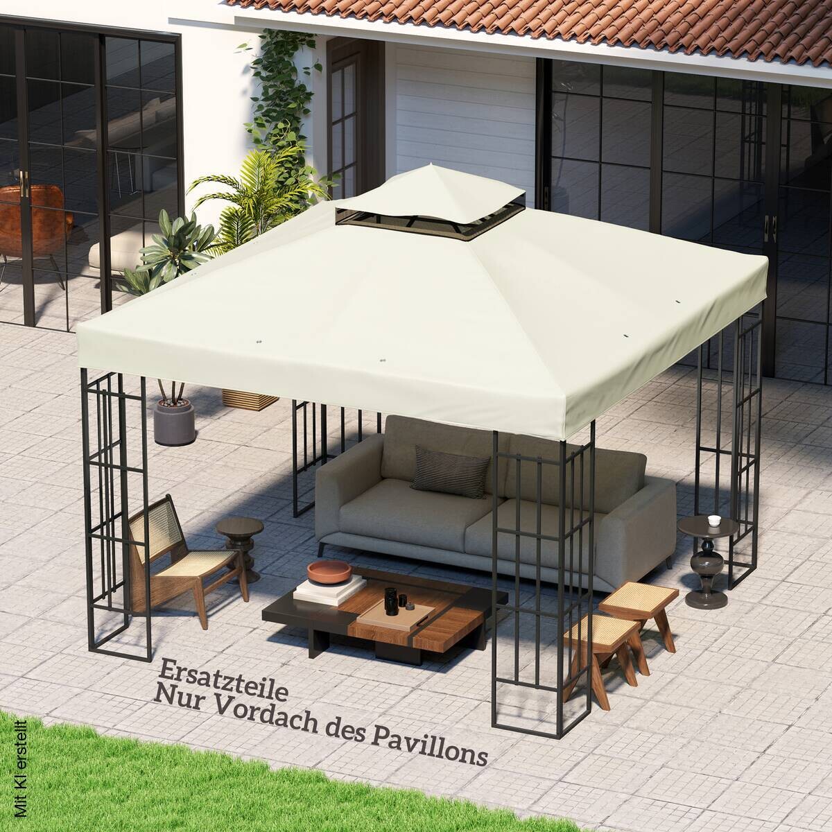 Outsunny Pavillondach hellgrau Polyester B/H/L: ca. 300x1x300 cm